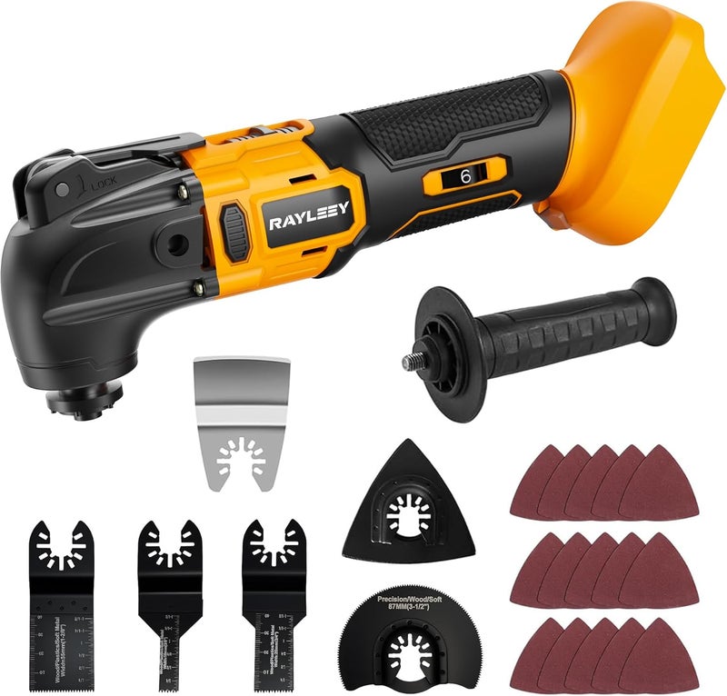RAYLEEY Oscillating Multi-Tool Kit Compatible With DEWALT 20V Battery,Cordless Oscillating Tools With Brushless Motor,6 Speed,22PCS Accessories,4° Oscillation Angle for Cutting/Grinding/Sanding(Tool Only) - Image 1
